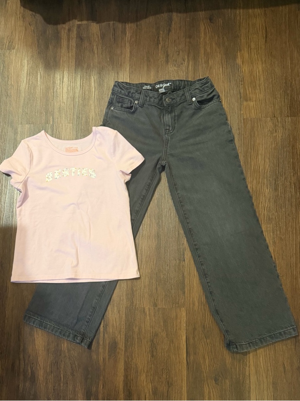 Cat & Jack Kids - Girls, Black Washed Wide-Leg Jean & Shirt Set